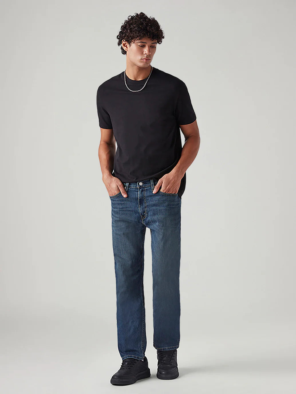 Men's 505 Blue Straight Fit Mid Rise Jeans