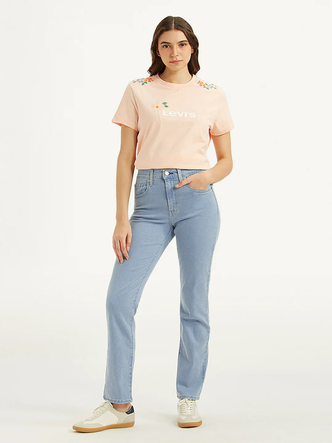 Women's 724 Light Blue Slim Straight Fit High Rise Jeans