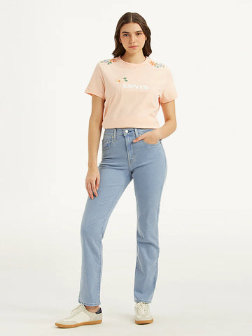 Women's 724 Light Blue Slim Straight Fit High Rise Jeans